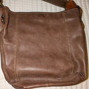 Brown leather hobo bag
